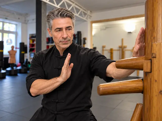 Ving-Tsun-Training an der Holzpuppe im Martial Arts Center München
